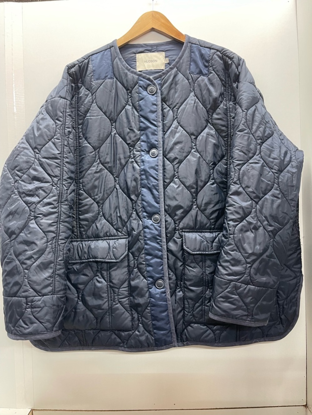Hudson Jeans Quilted Puffer Oversized Liner Jacket in Slate Blue